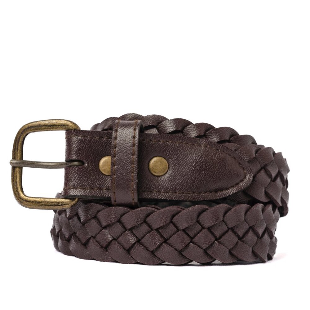 Brown Braided Faux Leather Belt Vintage 90s Never Worn